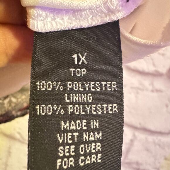 AGB Peach, White, Black Tank Top with Lining SZ 1X - Picture 6 of 6